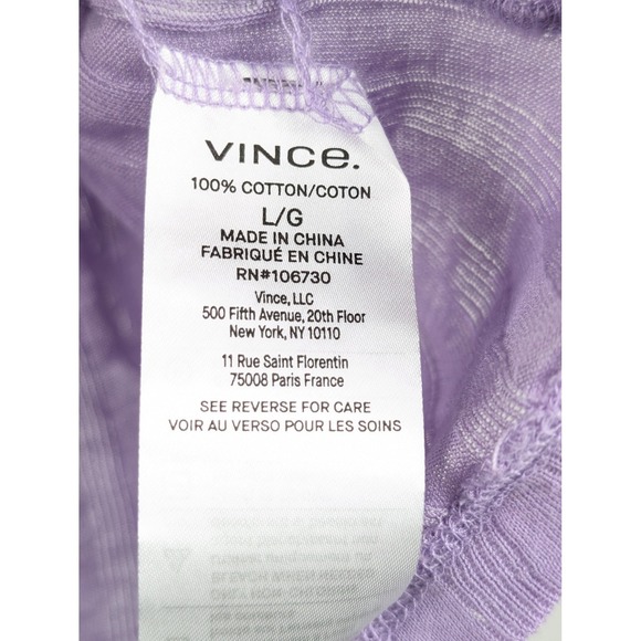Vince 100% Cotton Ribbed Tank Top Lavender Purple L Sleeveless Layering Luxury - Picture 5 of 10